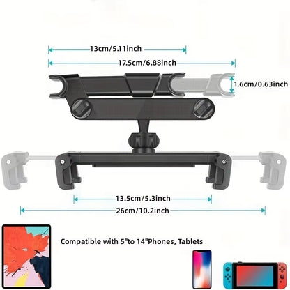 Car Tablet Holder, Headrest Mount Adjustable Stand Cradle Compatible with 5" to 12.9" Cell Phones and Tablets